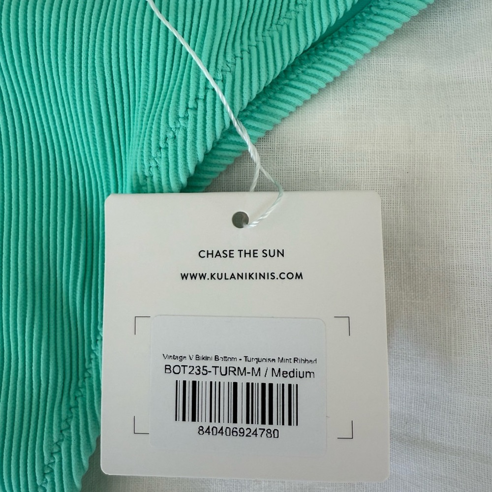 BRAND NEW Kulani Kinis Turquoise Mint Ribbed Bikini Set - Picture 4 of 5